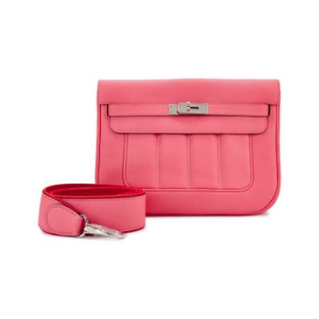 Hermès Berline 28 Rose Lipstick, Swift, palladié