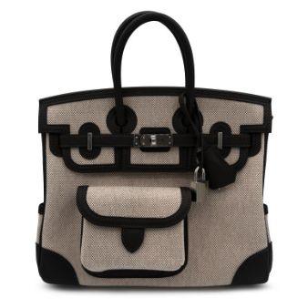 Hermès Birkin 25 Cargo Goéland, Bai-Brun Swift & Toile H Écru