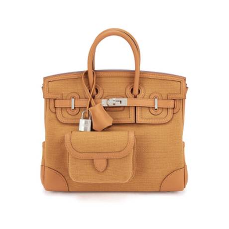 Hermès Birkin 25 Desert & Sesame Cargo, Swift & toile, palladié, édition limitée