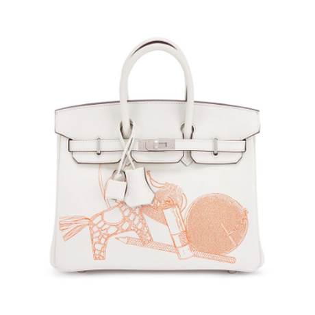 Hermès Birkin 25 White In Out, Swift, palladié, édition limitée