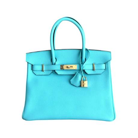 Hermès Birkin 30 Bleu Atoll, Epsom, doré