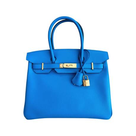 Hermès Birkin 30 Bleu Frida, Epsom, doré