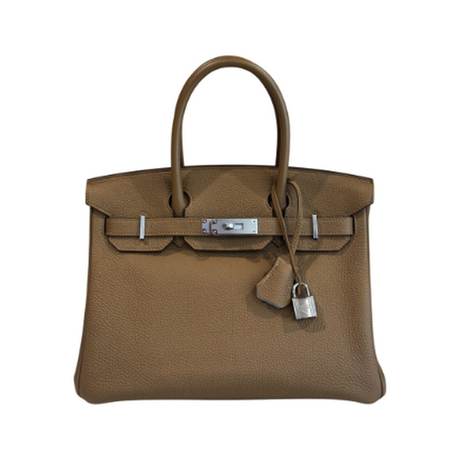 Hermès Birkin 30 Bronze Dore & Bleu Brume Verso, Togo, palladié