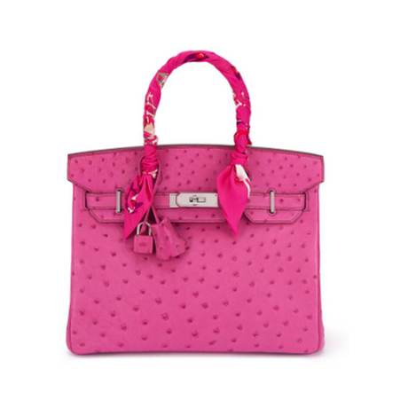 Hermès Birkin 30 Fuchsia, autruche, palladié