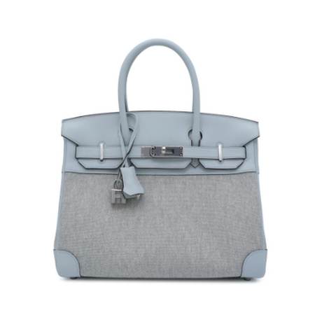 Hermès Birkin 30 Gris Pantin Ecru Ardoise, Swift & toile, palladié