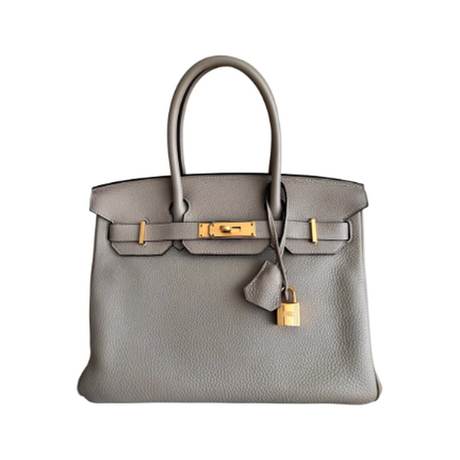 Hermès Birkin 30 Gris Tourterelle, Togo, doré