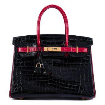 Hermès Birkin 30 HSS Black & Rouge Braise, crocodile niloticus, doré