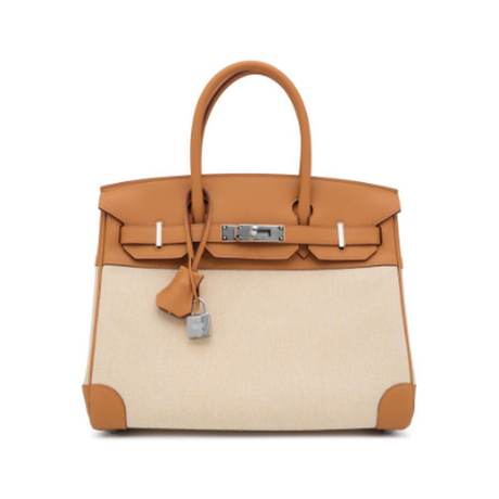 Hermès Birkin 30 Paille Sesame Ecru, Swift & toile, palladié