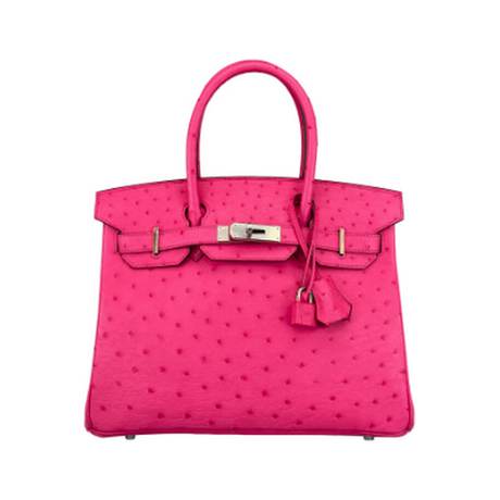 Hermès Birkin 30 Rose Tyrien, autruche, palladié