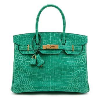 Hermès Birkin 30 Vert Jade, crocodile porosus, doré