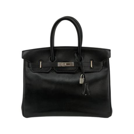 Hermès Birkin 35 Black Calf, box, palladié brossé