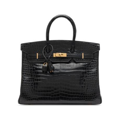 Hermès Birkin 35 Black, crocodile porosus brillant, doré