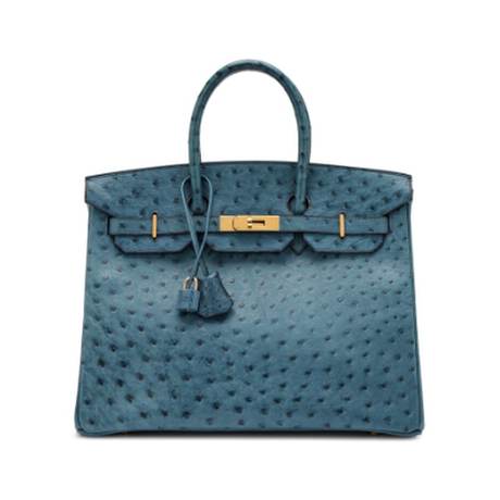 Hermès Birkin 35 Bleu Roi, autruche, doré