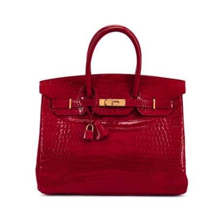 Hermès Birkin 35 Rouge Braise, crocodile porosus brillant, doré