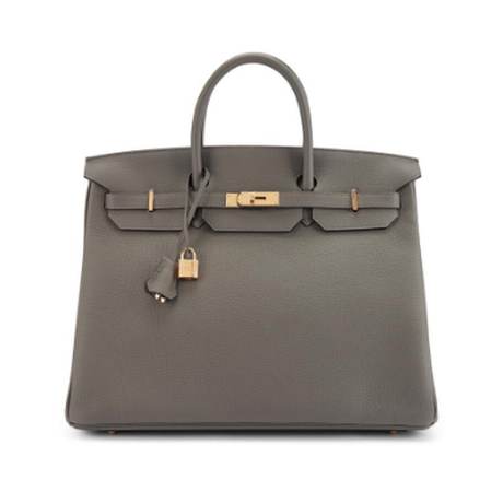 Hermès Birkin 40 Gris Meyer, Togo, doré