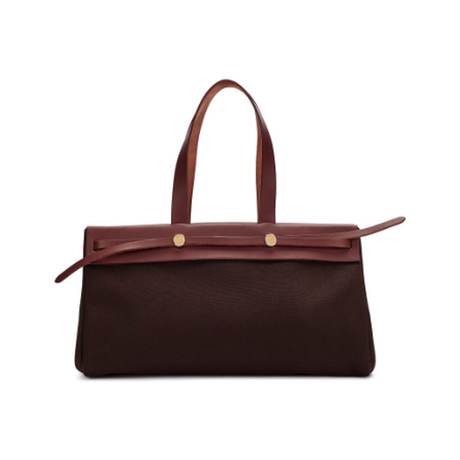 Hermès Cabas Herbag MM Rouge Sellier Ebene 2 in 1, vache Hunter & toile, doré