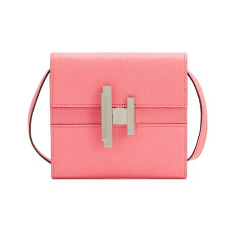 Hermès Cinhetic To Go Wallet Strap Rose Lipstick, chèvre Mysore, palladié