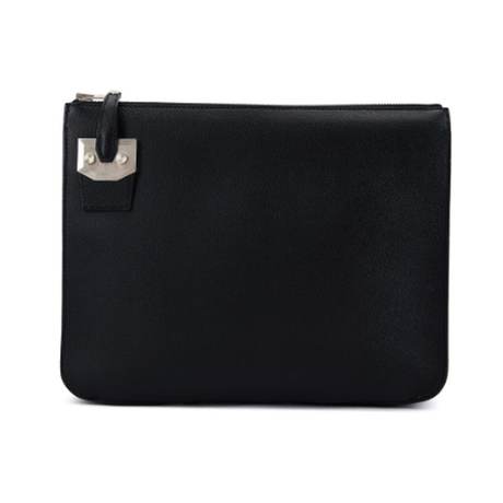 Hermès Cityhall Pouch Black, Epsom, palladié brossé