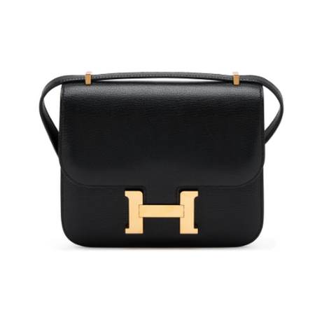 Hermès Constance 18 Black Chamkila, chèvre, doré