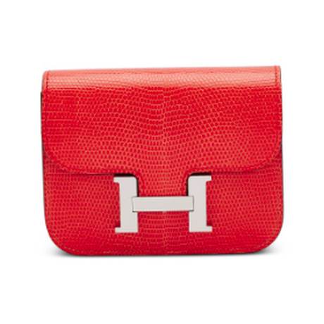 Hermès Constance Slim Orange Poppy, lézard niloticus brillant, palladié
