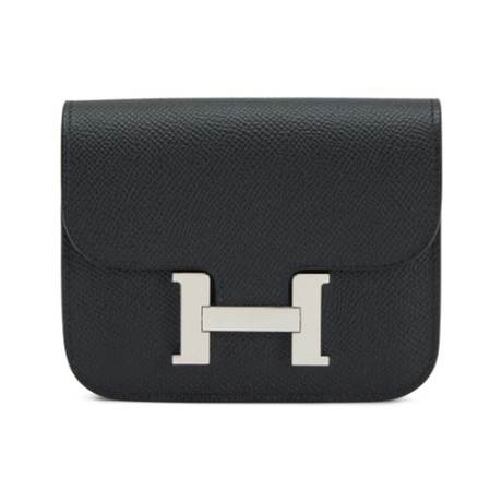 Hermès Constance Slim Wallet Black, Epsom, palladié