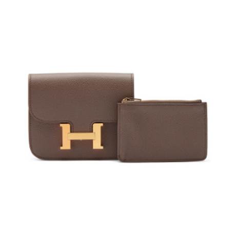 Hermès Constance Slim Wallet Etoupe, Epsom, doré