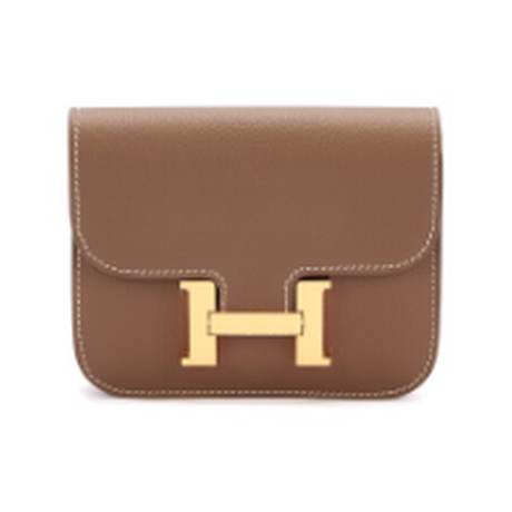 Hermès Constance Slim Wallet Etoupe, Evercolor, doré