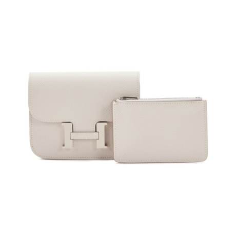 Hermès Constance Slim Wallet Gris Pale, Epsom, palladié