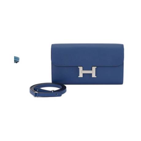Hermès Constance To-Go Wallet Bleu Tie, Epsom, palladié