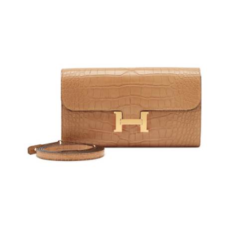 Hermès Constance To-Go Wallet Chai, alligator mat, doré
