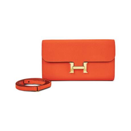 Hermès Constance To-Go Wallet Orange H, Epsom, doré