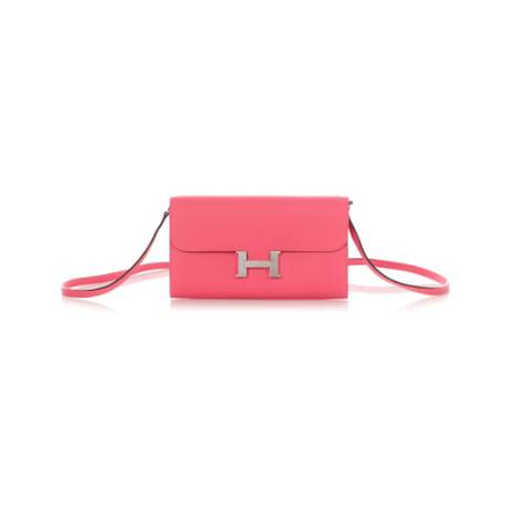 Hermès Constance To-Go Wallet Rose Azalee, chèvre Mysore, palladié