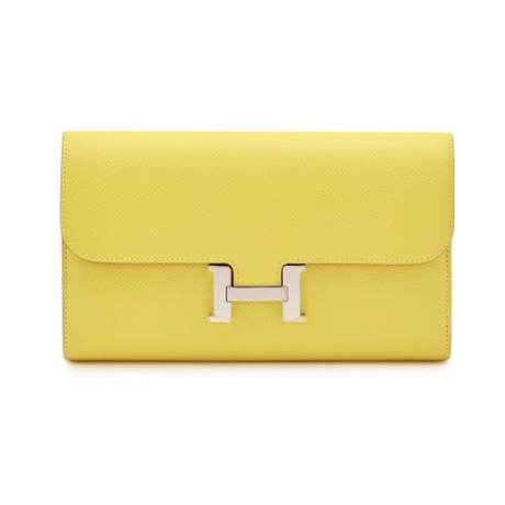 Hermès Constance Wallet Lime Long, Epsom, palladié