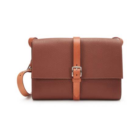 Hermès Étrivière II Messenger Marron d'Inde & Naturel, Fjord, palladié