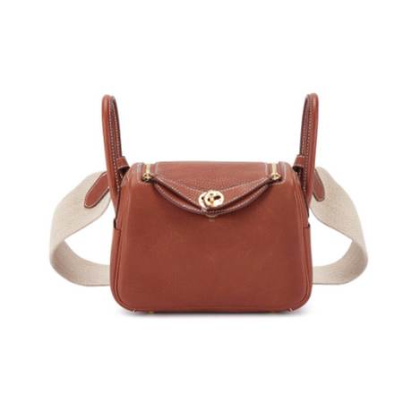 Hermès Faubourg Mini Lindy II Fauve, Barénia, doré