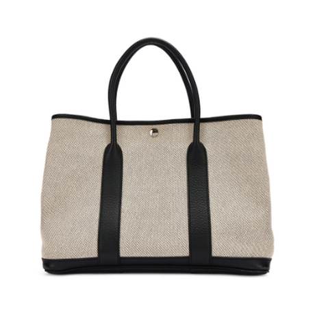 Hermès Garden Party 36 PM Black Ecru, Négonda & toile, palladié