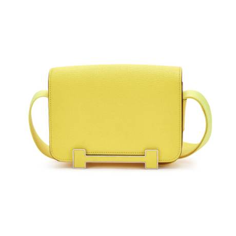 Hermès Geta Jaune Citron, chèvre Mysore, palladié