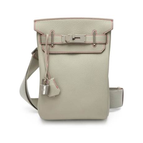Hermès HAC sac à dos PM HSS Gris Perle Rose Lipstick A, Togo & Swift, palladié