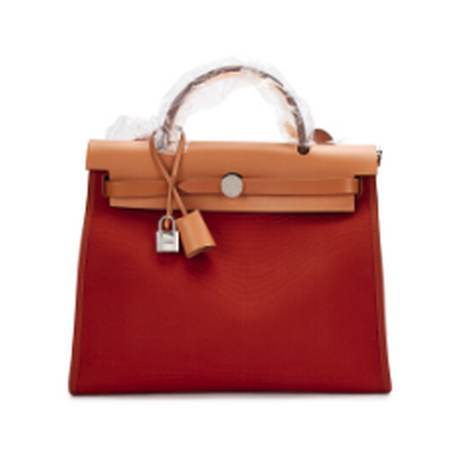 Hermès Herbag 31 Cuivre, vache Hunter naturel & toile, palladié