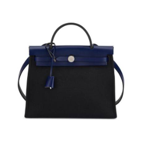 Hermès Herbag Zip 31 Bleu Saphir Black, vache Hunter & toile, palladié