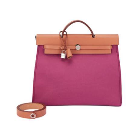 Hermès Herbag Zip 39 Naturel Rose Hortencia, vache Hunter & toile, palladié