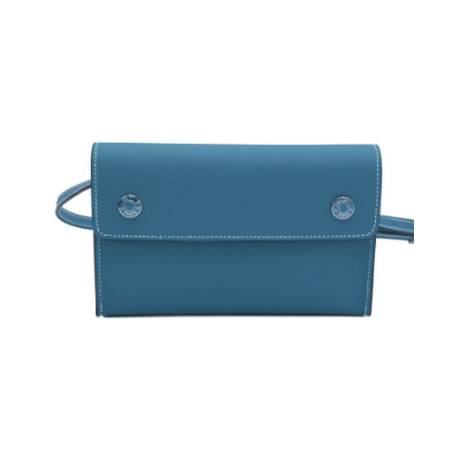 Hermès Hermèsnap Wallet New Bleu Jean, Epsom, palladié