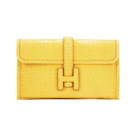 Hermès Jige Duo Wallet Mimosa, alligator mat, palladié