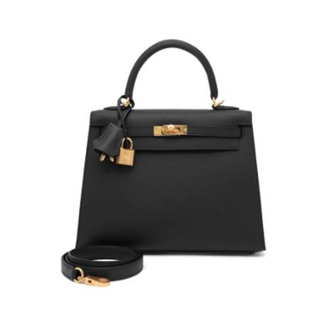 Hermès Kelly 25 Black Sellier, Epsom, doré