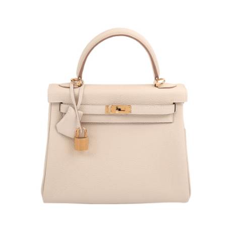 Hermès Kelly 25 Craie Retourne, Togo, doré