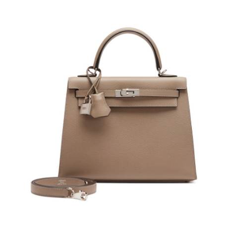 Hermès Kelly 25 Gris Asphalt Sellier, Epsom, palladié