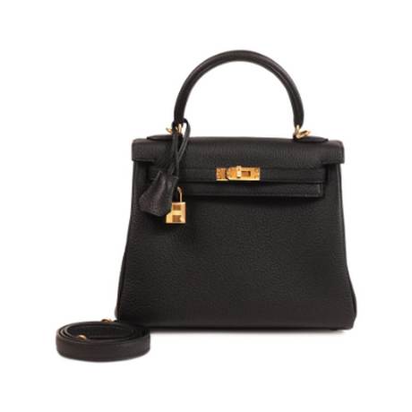 Hermès Kelly 25 Retourné Black, Togo, doré