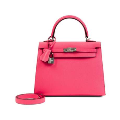 Hermès Kelly 25 Rose Azalee Sellier, Epsom, palladié