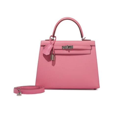 Hermès Kelly 25 Rose Confetti Sellier, Epsom, palladié