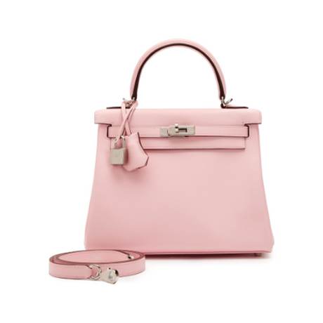 Hermès Kelly 25 Rose Sakura Retourne, Swift, palladié